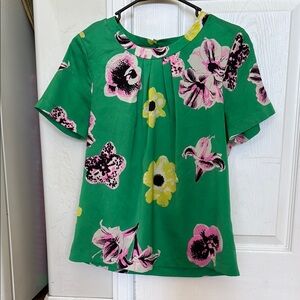 J. Crew Factory Green Pleated Blouse